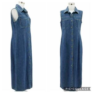 Vintage Bill Blass Denim Button Down Maxi Dress